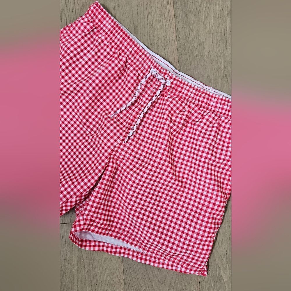 Red Gingham Men's Swim Shorts
